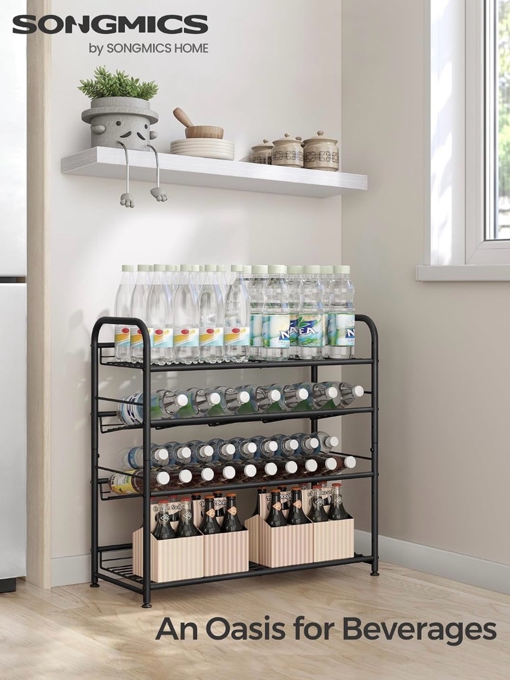 SONGMICS Stackable Shoe Rack, 4 Tier Metal Shoes Rack Storage Shelf, Holds up to